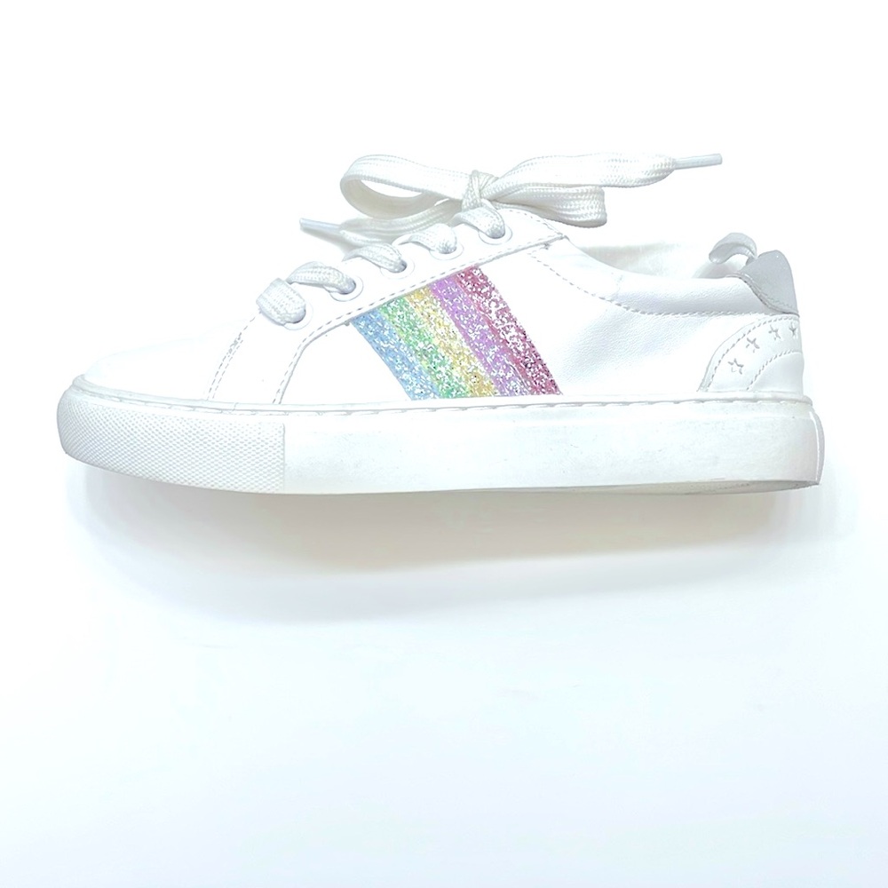 Gap Kids White Rainbow Glitter Sneaker, Size 12